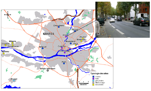 localisation du site de mesure à Nantes en 2009