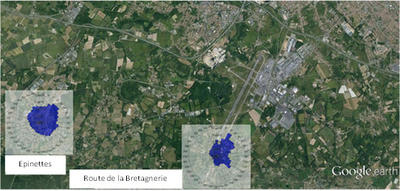 Rose des concentrations moyennes en dioxyde d’azote pour la station de mesure Epinettes et les mesures automatiques réalisées Route de la Bretagnerie du 3 septembre au 1er octobre 2013