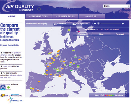 Les indices de qualité de l'air en Europe sur www.airqualitynow.eu