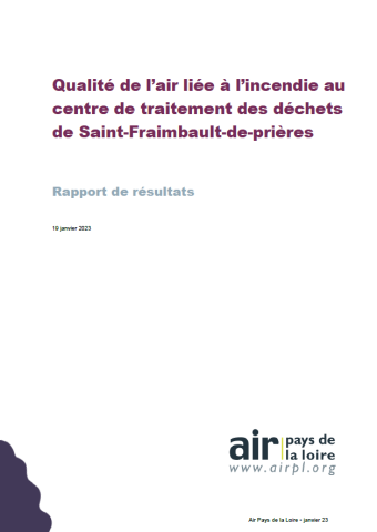 couv rapport de qualité de l’air liée à l’incendie au centre de traitement des déchets de Saint-Fraimbault-de-prières