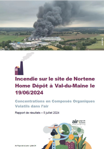 couverture rapport sur l'incendie sur le site de Nortene avec une photo de l'usine en feu