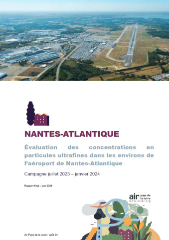 couv du rapport Nantes-Atlantique sur l'évaluation des concentrations en PUF avec vue aérienne de Nantes-Atlantique 