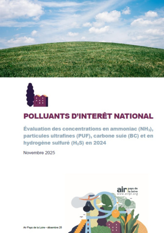 couv du rapport sur les polluants d'intérêt national, évaluation des concentrations en 2024 avec illustration de d'herbe et de ciel
