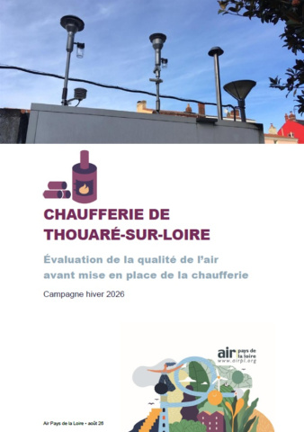 couv du rapport d'état des lieux de la QA dans l'env. de la future chaufferie de Thouaré-sur-Loire avec photo d'appareils de mesure sur toit station