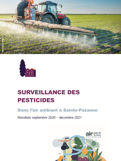 couverture du rapport de surveillance des pesticides dans l'air ambiant à Sainte-Pazanne - Résultats septembre 2020-décembre 2021