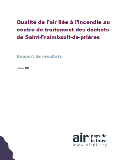 couv rapport de qualité de l’air liée à l’incendie au centre de traitement des déchets de Saint-Fraimbault-de-prières