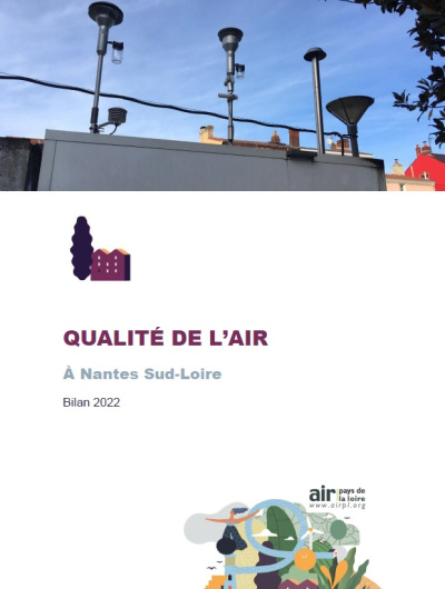 couverture du rapport de suivi de la qualité de l'air à Nantes Sud-Loire, bilan 2022