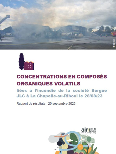couverture rapport Incendie Bergue JLC à La Chapelle-au-Riboul avec photo de l'entreprise lors de l'incendie (fumées)