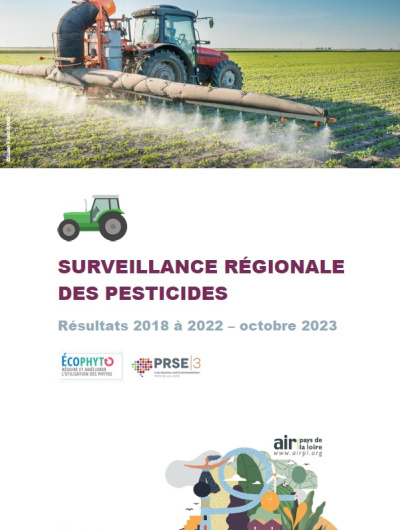 couverture du rapport pesticides avec image d'un champs et tracteur