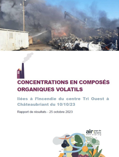 couv du rapport sur l'incendie au centre Tri Ouest à Châteaubriant du 10/10/23 avec photo du centre avec fumées 