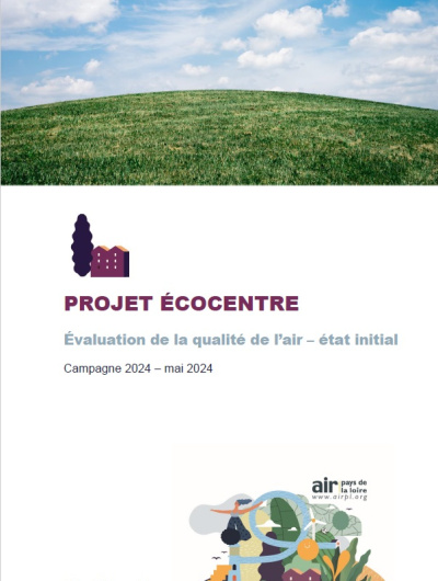 couv du rapport Projet Écocentre, évaluation de la qualité de l’air – état initial avec image d'herbe et ciel