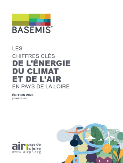 Cette image montre la couverture de la synthèse BASEMIS, les chiffres clés de l'énergie, du climat et de l'air en pays de la loire