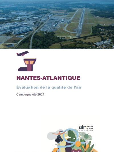 couv du rapport Nantes-Atlantique sur l'évaluation de la qualité de l'air à l'été 2024 avec vue aérienne de Nantes-Atlantique 