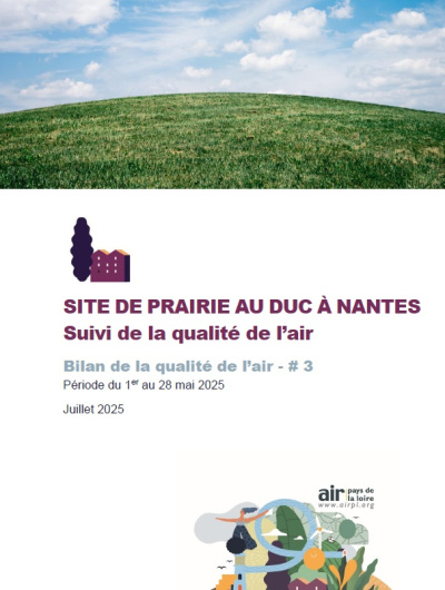couv du rapport Écocentre, suivi de la qualité de l'air - bilan mensuel n°3 avec image d'herbe et ciel