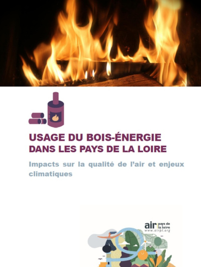 couv du rapport de l'usage du bois-énergie dans les Pays de la Loire avec image de bûches qui brûlent